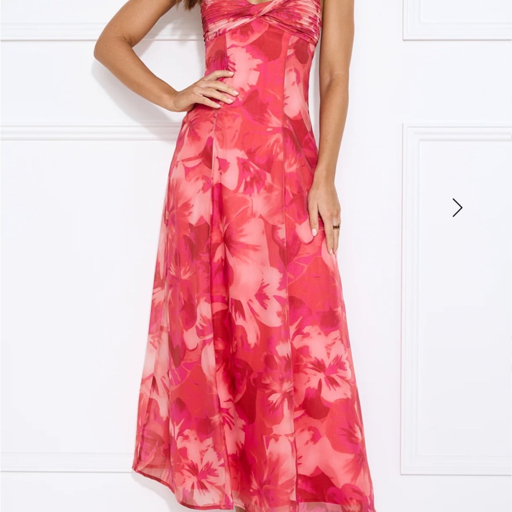 Hello Molly Vibrant Pink Floral Maxi Dress